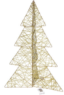 Countryfield LED kerstboom - H76 cm - goud - metaal - 60 leds - 3D - kerstverlichting figuur Goudkleurig