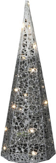 Countryfield LED kerstboom kegel - H40 cm - zilver - metaal - kerstverlichting figuur Zilverkleurig