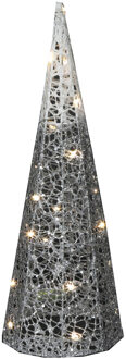 Countryfield LED kerstboom kegel - H60 cm - zilver - metaal - kerstverlichting figuur Zilverkleurig