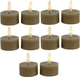 Countryfield LED theelichtjes/waxinelichtjes - 10x st - beige - D4 x H5,2 cm - met timer