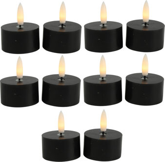 Countryfield LED theelichtjes/waxinelichtjes - 10x st - zwart - D4 x H5,2 cm - met timer