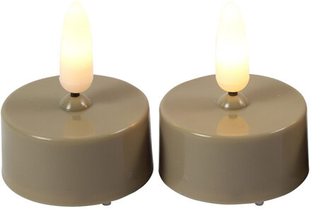 Countryfield LED theelichtjes/waxinelichtjes - 2x st - beige - met timer - warm wit