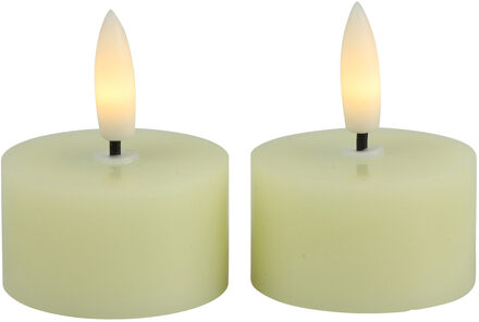 Countryfield LED theelichtjes/waxinelichtjes - 2x st - creme wit - D4 x H5,2 cm - met timer