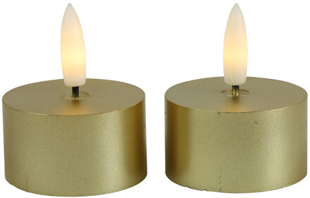 Countryfield LED theelichtjes/waxinelichtjes - 2x st - goud - D4 x H5,2 cm - met timer