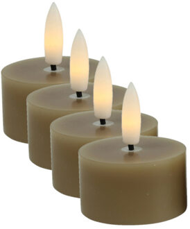 Countryfield LED theelichtjes/waxinelichtjes - 4x st - beige - D4 x H5,2 cm - met timer