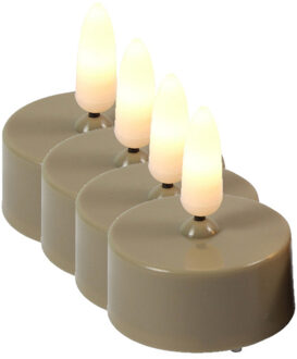 Countryfield LED theelichtjes/waxinelichtjes - 4x st - beige - met timer - warm wit