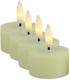 Countryfield LED theelichtjes/waxinelichtjes - 4x st - creme wit - D4 x H5,2 cm -met timer