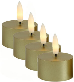 Countryfield LED theelichtjes/waxinelichtjes - 4x st - goud - D4 x H5,2 cm - met timer