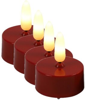 Countryfield LED theelichtjes/waxinelichtjes - 4x st - rood - met timer - warm wit