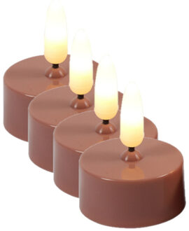 Countryfield LED theelichtjes/waxinelichtjes - 4x st - roze - met timer - warm wit