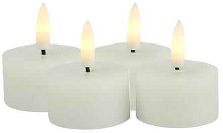 Countryfield LED theelichtjes/waxinelichtjes - 4x st - wit - D4 x H5,2 cm - met timer