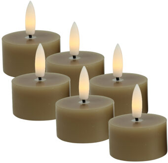 Countryfield LED theelichtjes/waxinelichtjes - 6x st - beige - D4 x H5,2 cm - met timer