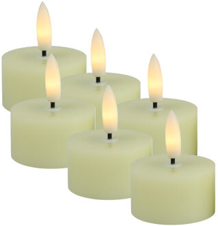 Countryfield LED theelichtjes/waxinelichtjes - 6x st - creme wit - D4 x H5,2 cm - met timer