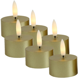 Countryfield LED theelichtjes/waxinelichtjes - 6x st - goud - D4 x H5,2 cm - met timer