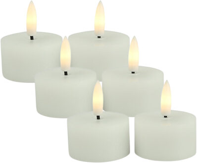 Countryfield LED theelichtjes/waxinelichtjes - 6x st - wit - D4 x H5,2 cm - met timer
