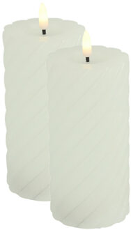Countryfield Luxe LED kaars/stompkaars - 2x - wit - D7,5 x H15 cm - timer - warm wit licht