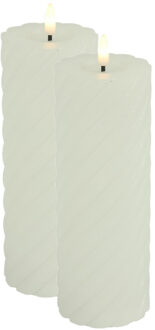Countryfield Luxe LED kaars/stompkaars - 2x - wit - D7,5 x H20 cm - timer - warm wit licht