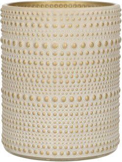Countryfield Luxe theelichthouder/kaarsenhouder - creme wit/goud - glas - D10 x H12 cm
