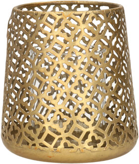 Countryfield Luxe theelichthouder/kaarsenhouder - goud kleur - metaal - D14 x H15 cm