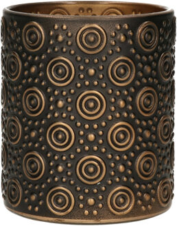 Countryfield Luxe theelichthouder/kaarsenhouder - zwart/brons - glas - D8 x H10 cm