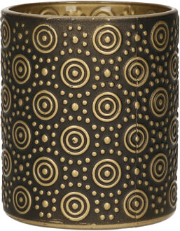 Countryfield Luxe theelichthouder/kaarsenhouder - zwart/goud - glas - D10 x H12 cm
