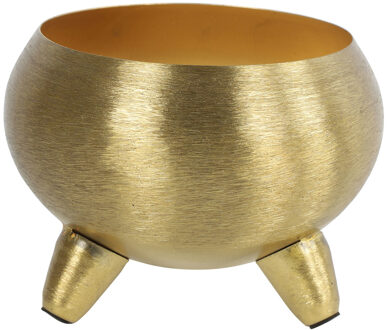 Countryfield Plantenpot Vegas - metaal/nikkel - goud kleurig - D12 x H9 cm - Plantenpotten Goudkleurig