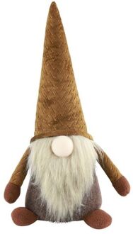 Countryfield pluche knuffel gnome/dwerg - decoratie pop -38 cm - bruin - Kerstman pop