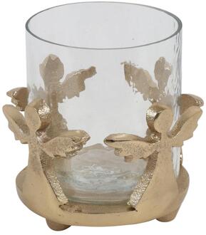 Countryfield Theelicht engelen S goud Ø10xH10cm transparant