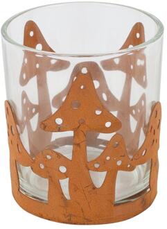 Countryfield Theelicht paddenstoel roest Ø7xH8cm transparant