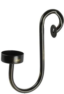 Countryfield Theelichthouder haak zwart 12x4x17cm