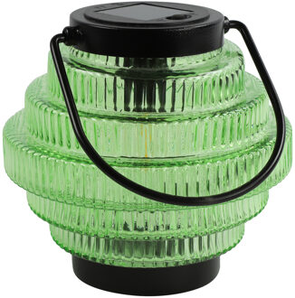Countryfield Tuin lantaarn Jardin - solar - groen/zwart - D16 x H16 cm - metaal/glas - buitenverlichting