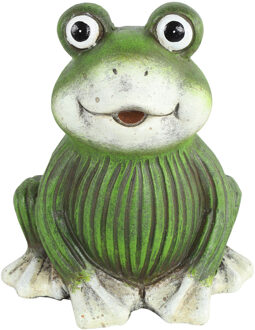 Countryfield Tuinbeeld kikker zittend - kunststeen - H12 cm - groen - Decoratie dieren