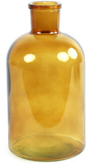 Countryfield Vaas - goudgeel - glas - apotheker fles vorm - D14 x H27 cm