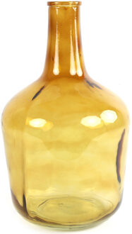 Countryfield Vaas - transparant goudgeel - glas - XL fles vorm - D25 x H42 cm