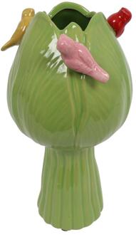 Countryfield Vaas tulp met vogels S groen Ø11cm