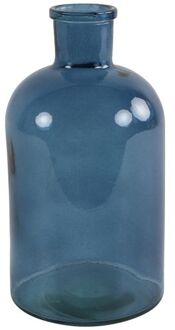 Countryfield vaas - zeeblauw/transparant - glasA‚A - apotheker fles - D14 x H27 cm - Vazen