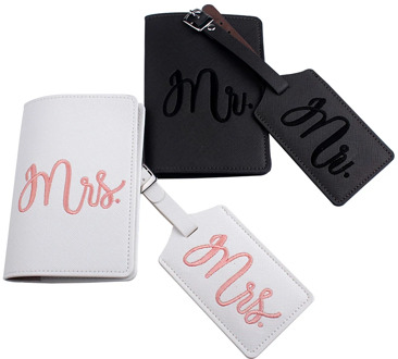 couple sets of Embroidery Mr Mrs Lover Couple wedding Passport Cover Case set Letter Women Travel Holder Passport Cover CH17LT36