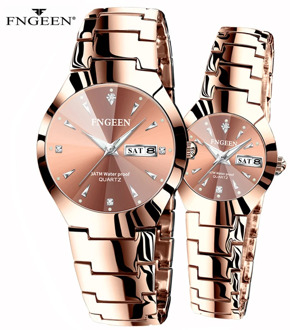 Couple Watches for Lovers Quartz Wristwatch Fashion Business Men Watch for Women Watches Tungsten Steel Coffee Gold Pair Hour