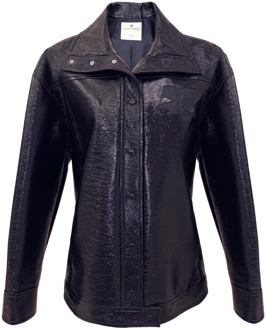 Courreges Donkerblauwe jas met futuristische silhouet Courrèges , Black , Dames - 2XS