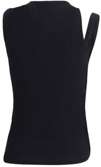 Courreges Geribbelde Tanktop met Uitsnijding Zwart