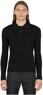 Courreges Klassieke Snap Rib Gebreide Polo Sweater Courrèges , Black , Heren - L,S