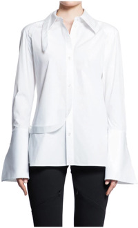 Courreges Modulaire Poplin Shirt met Wijd Uitlopende Manchetten Courrèges , White , Dames - L,M,S