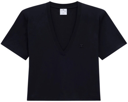 Courreges T-Shirts Courrèges , Black , Dames - L,M,S,Xs
