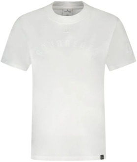 Courreges Witte AC Straight T-Shirt van Katoen Courrèges , White , Heren - S,Xs