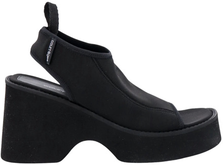 Courreges Zwarte Nylon Sandalen met Vierkante Neus en Stretchband Courrèges , Black , Dames - 41 Eu,40 EU