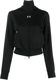 Courreges Zwarte sweatshirt met logo en ritssluiting Courrèges , Black , Dames - M,S,Xs