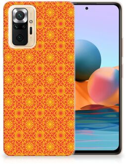 Cover Case Xiaomi Redmi Note 10 Pro Smartphone hoesje Batik Orange