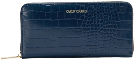 Covi Portemonnee met Gouden Details Carlo Colucci , Blue , Unisex - ONE Size