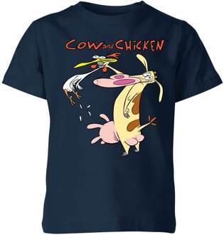 Cow and Chicken Characters Kids' T-Shirt - Navy - 134/140 (9-10 jaar) - Navy blauw - L