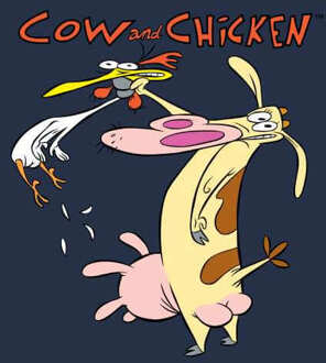 Cow and Chicken Characters Men's T-Shirt - Navy - L